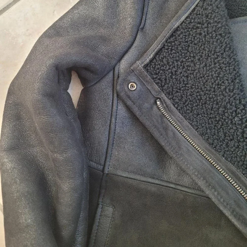WRAP LONDON Suede and Leather Sheepskin Shearling Leah Jacket XS - Picture 12 of 12